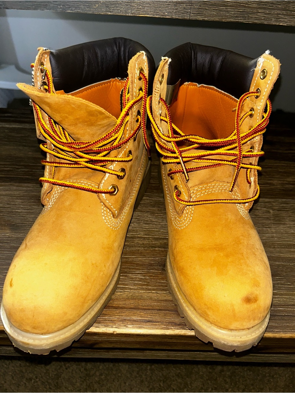 Timberland Wheat Nubuck Work Boots with Black Collar